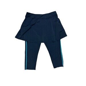 ANIVIVO Black Skirted Legging Women 3XL Light Blue Stripe Athletic Activewear